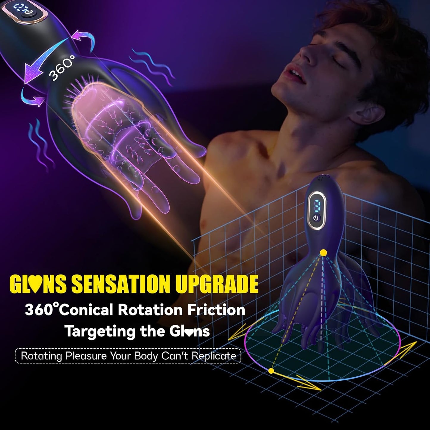 360° Rotating Glans Stimulator – 9 Vibration & Rotation Modes