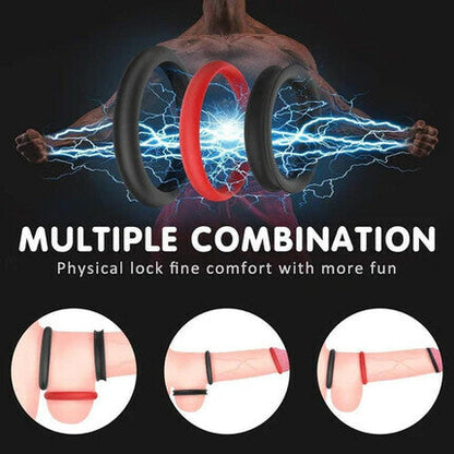Luna Silicone Cock Ring Set – 3-in-1 Adjustable 1.5 Inch Flexible Ring System