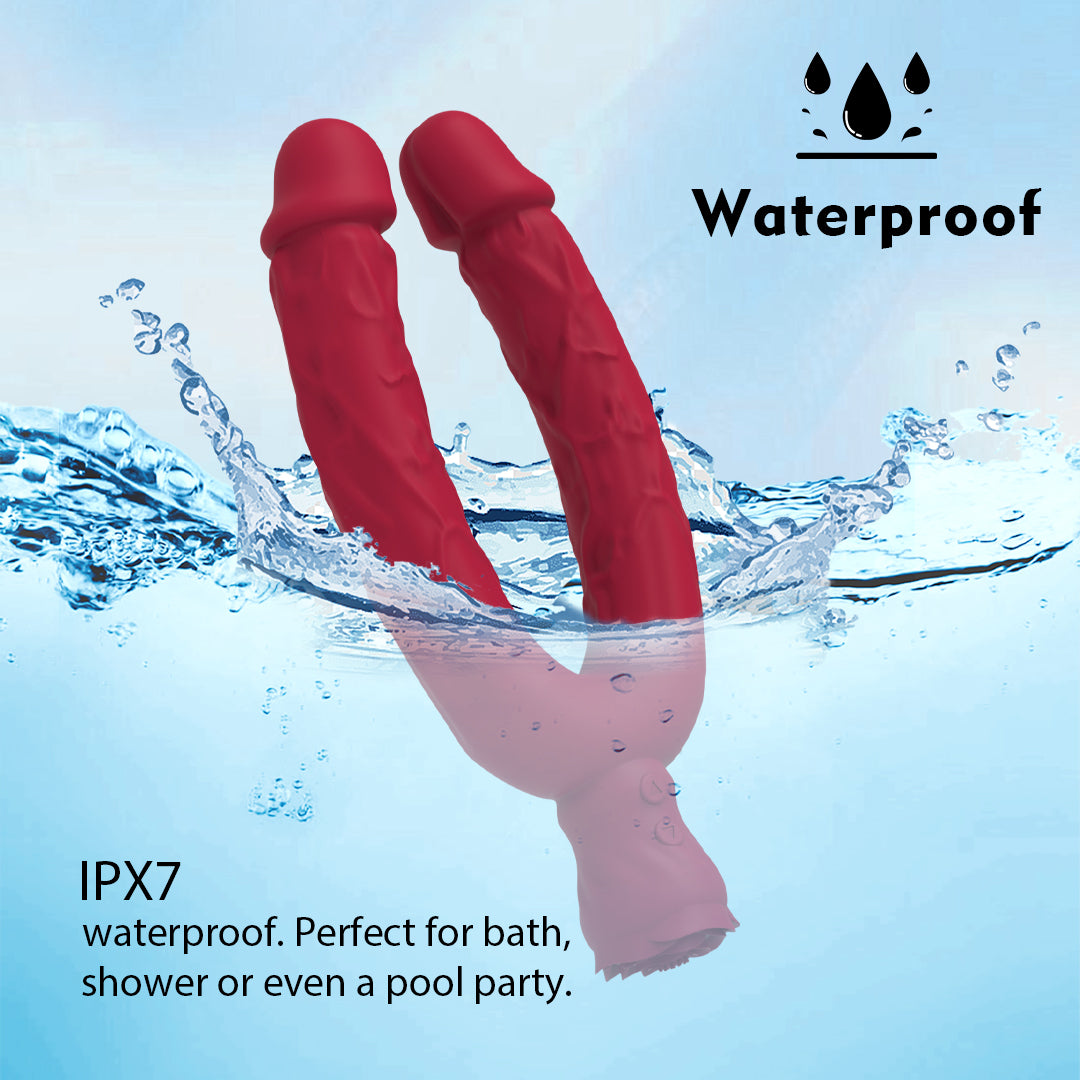 Y-Lover Double-Sided Rose Bloom Vibrator – Dual-End Dildo for Internal & External Pleasure