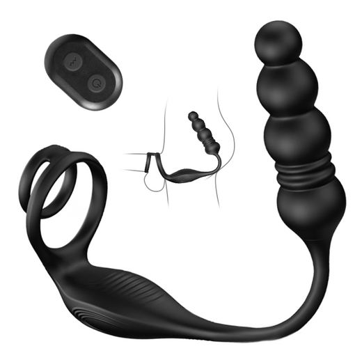 Ethan four-bead thrusting and vibrating device with two external loops, contact pad and wireless remote