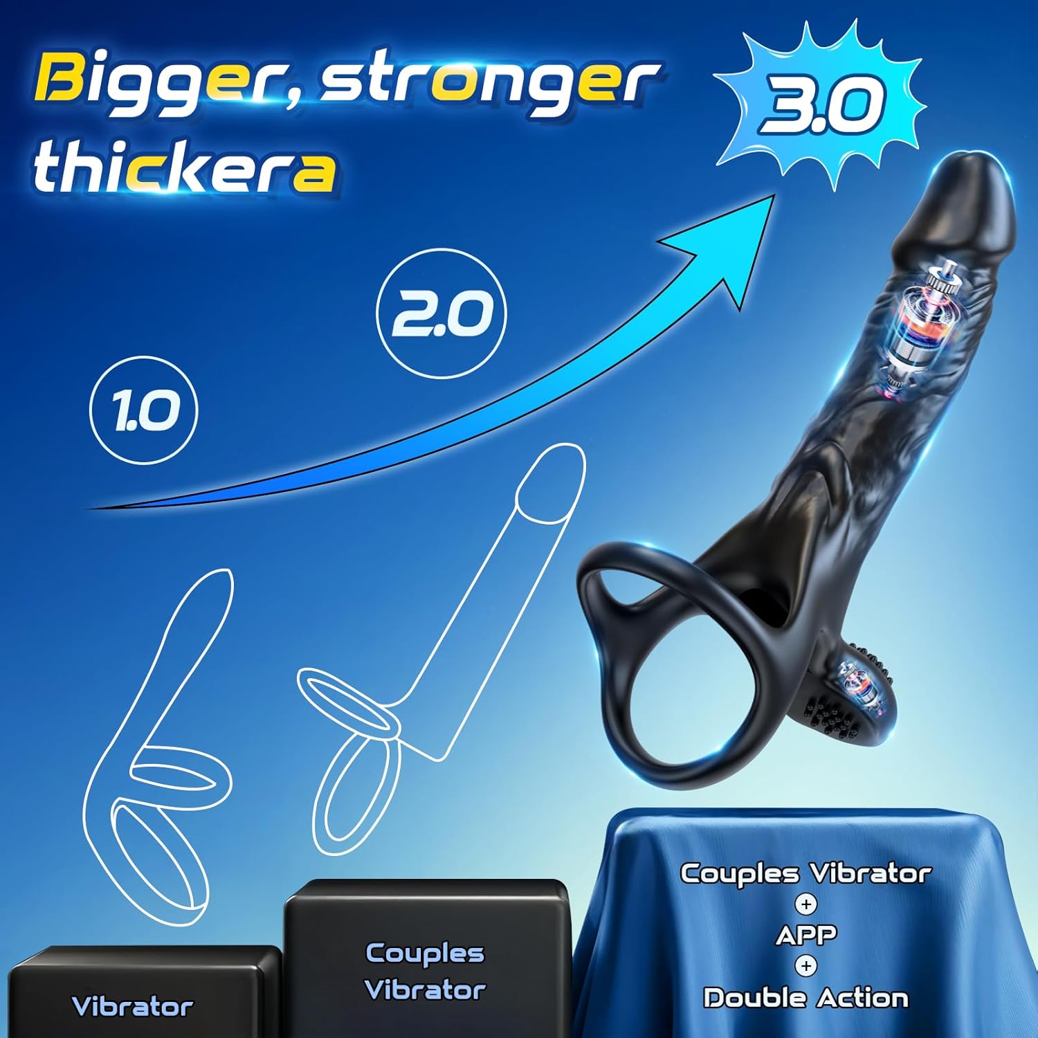 APP-Controlled Strap-On Vibrator – 10 Modes Anal Plug & Cock Ring Massager