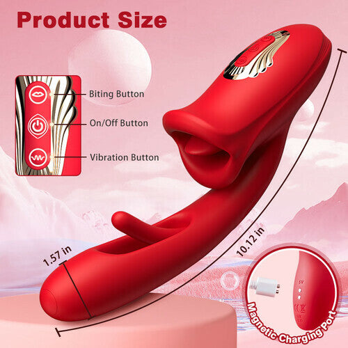 Mouth-Shaped Biting G Spot Vibrator with Vibration & Flapping
