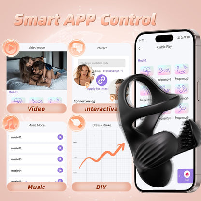 ST-AR09 APP Control Vibrating Cock Ring – 9 Modes Ball-Wrap Stimulator