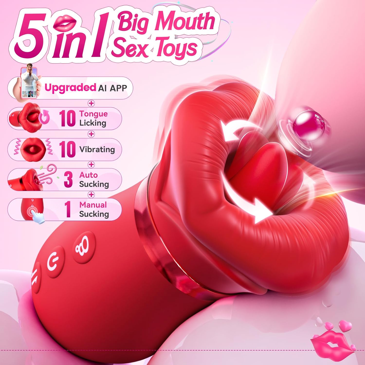 Sovokn 5-in-1 Rose Vibrator with App Control – Suction & Multi-Mode Personal Massager for Women