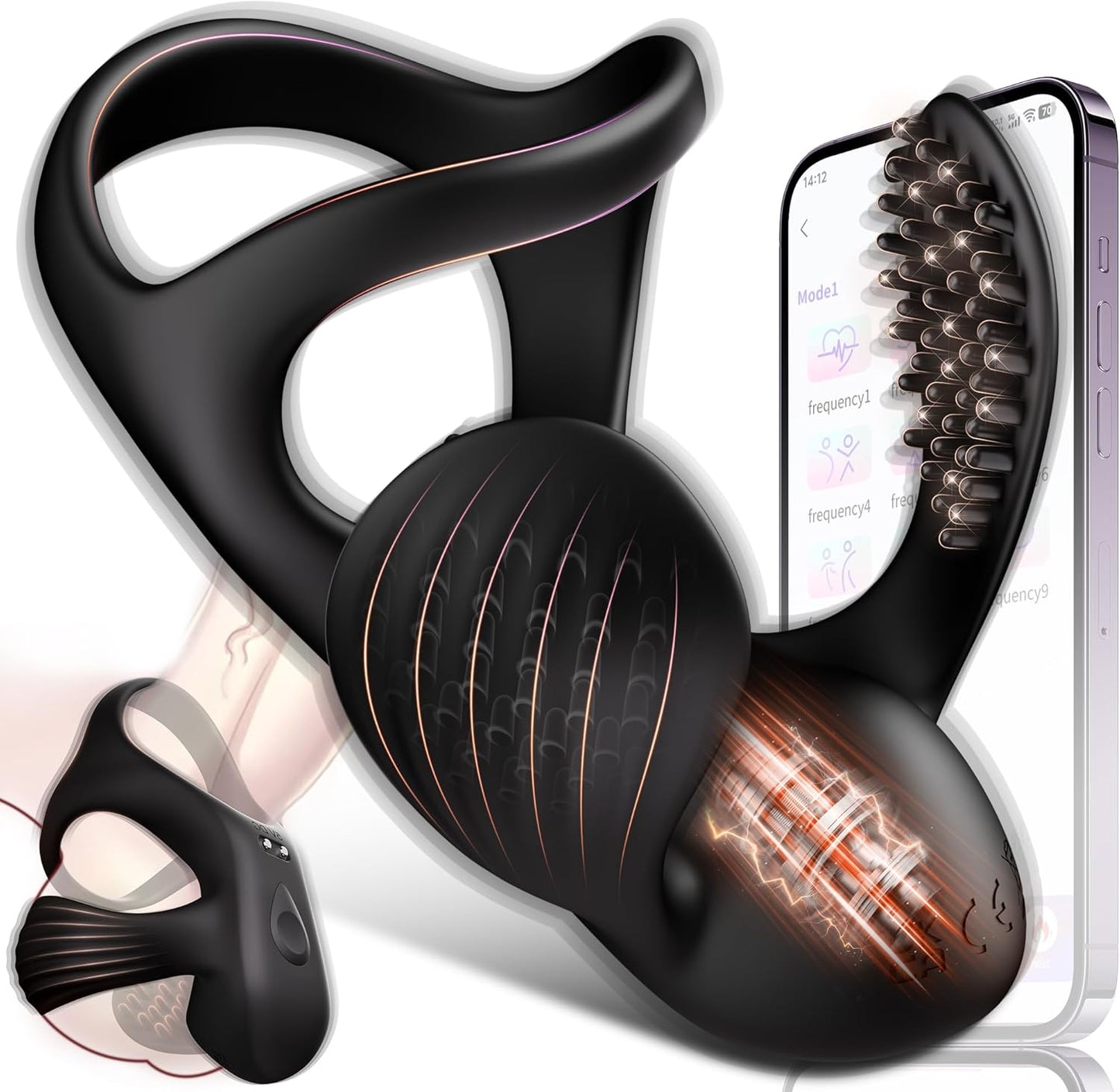 ST-AR09 APP Control Vibrating Cock Ring – 9 Modes Ball-Wrap Stimulator