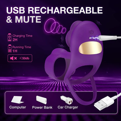 ST-CR-RV10 3-in-1 Rose Penis Ring – Dual Motors, Remote Control & IPX7