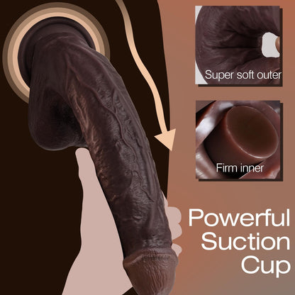 Rocco 11" Realistic Silicone Dildo with Dual-Density Core & Strong Suction Base
