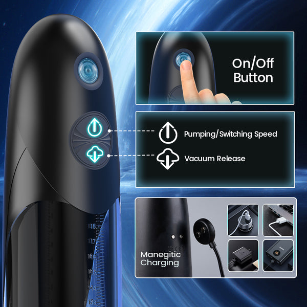 WaterSamurai-IPX7 Vacuum Penis Pump with Ergonomic Spiral Comfort Liner