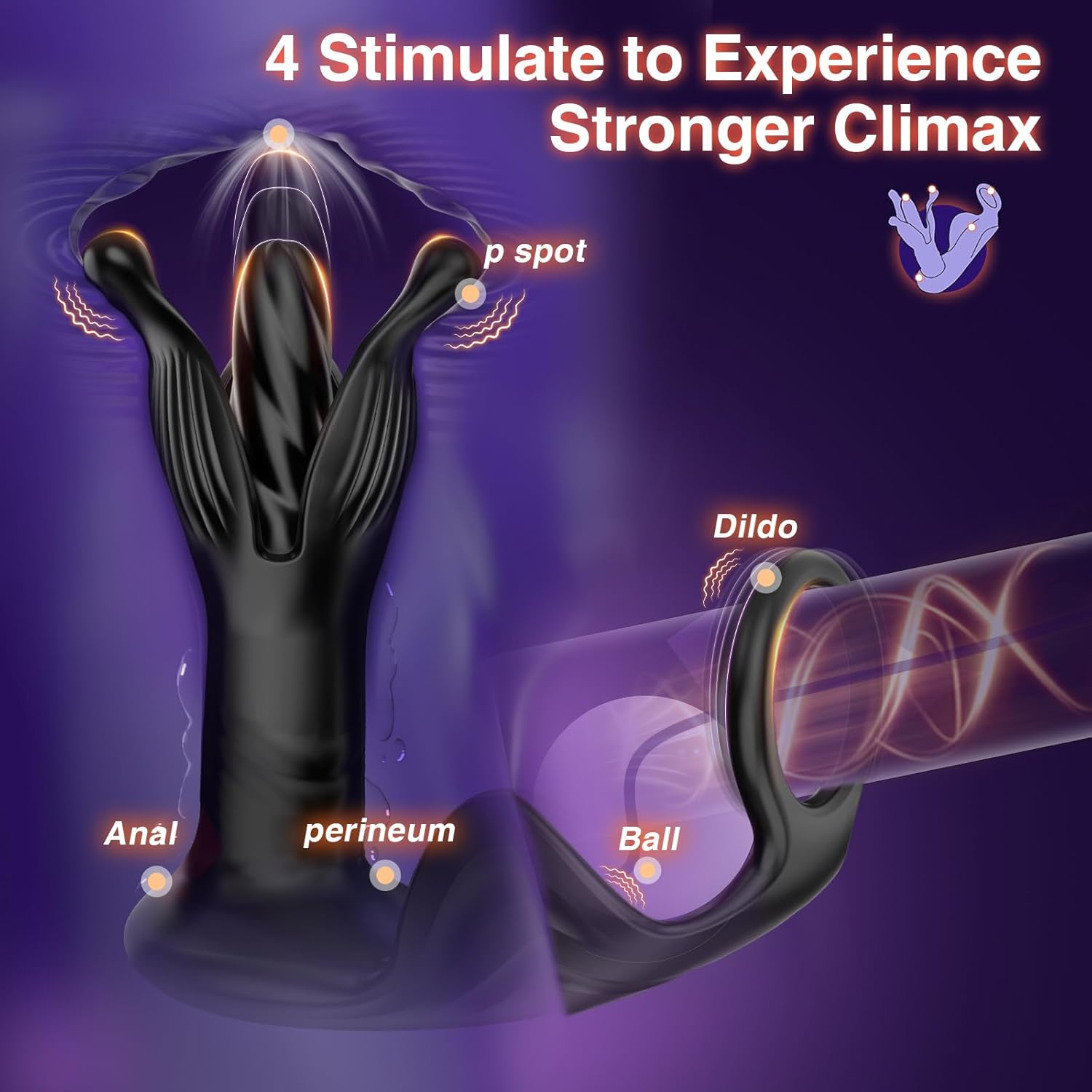 BEISAR Vibrating Prostate Massager with Thrusting Motion, Cock Ring & 9 Stimulation Modes