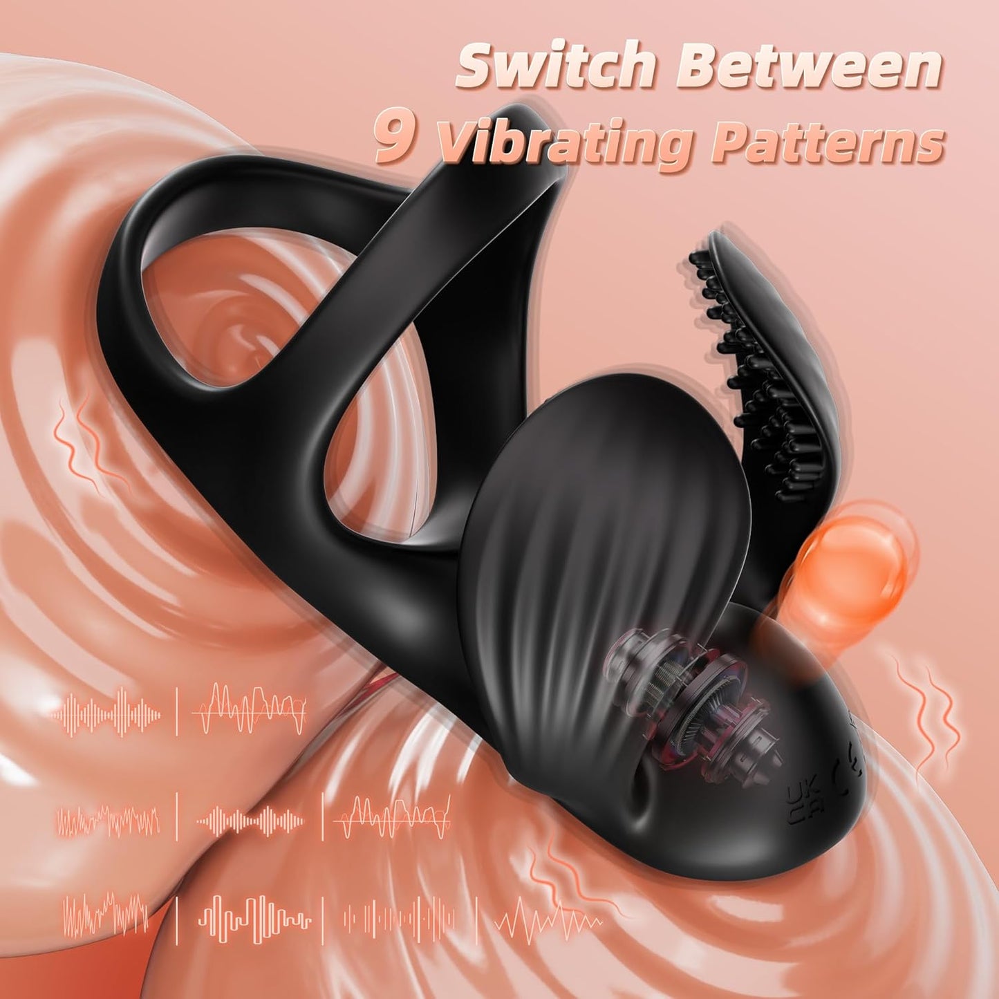 ST-AR09 APP Control Vibrating Cock Ring – 9 Modes Ball-Wrap Stimulator