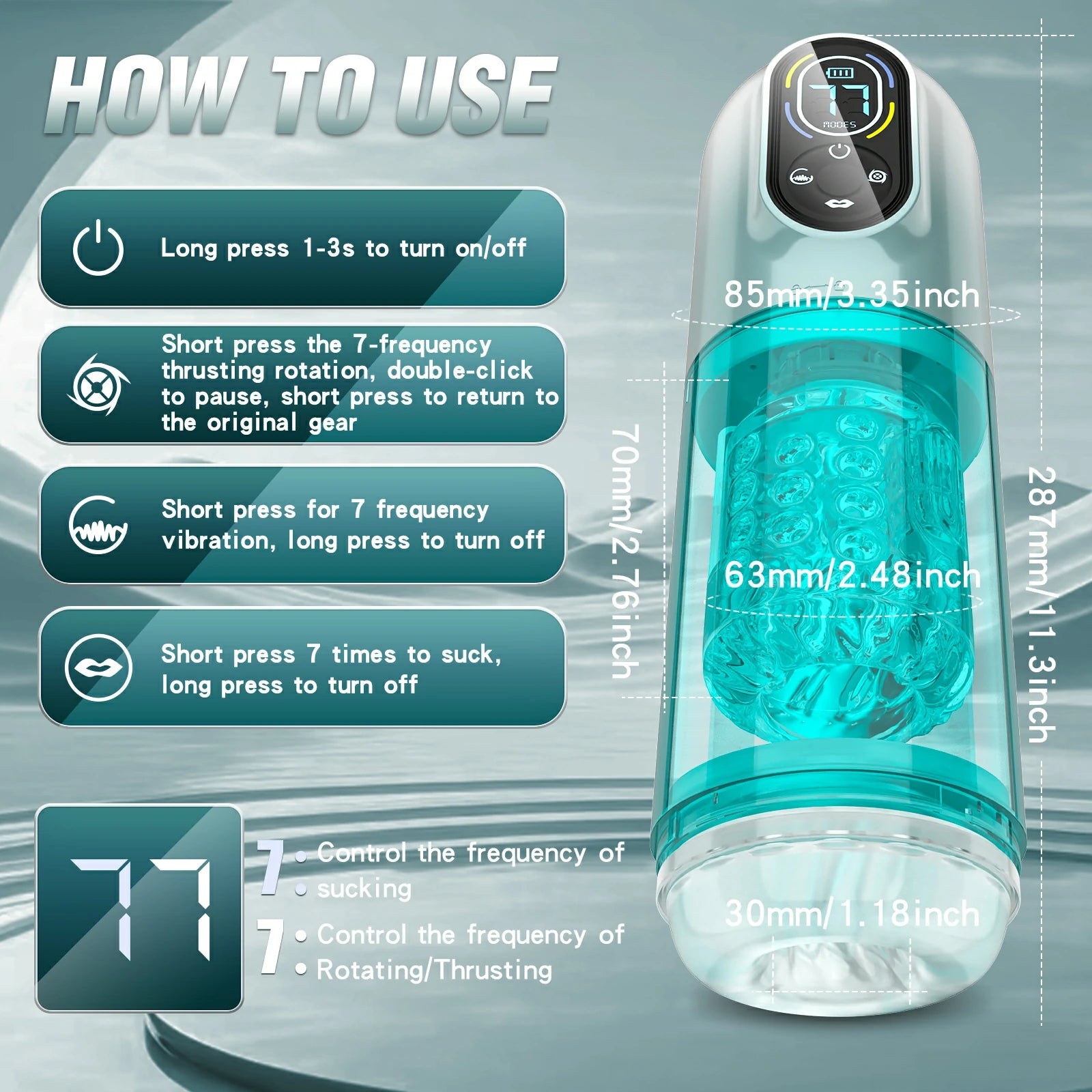 BOLEpro 7-Mode Automatic Male Masturbator with Rotating & Sucking Action