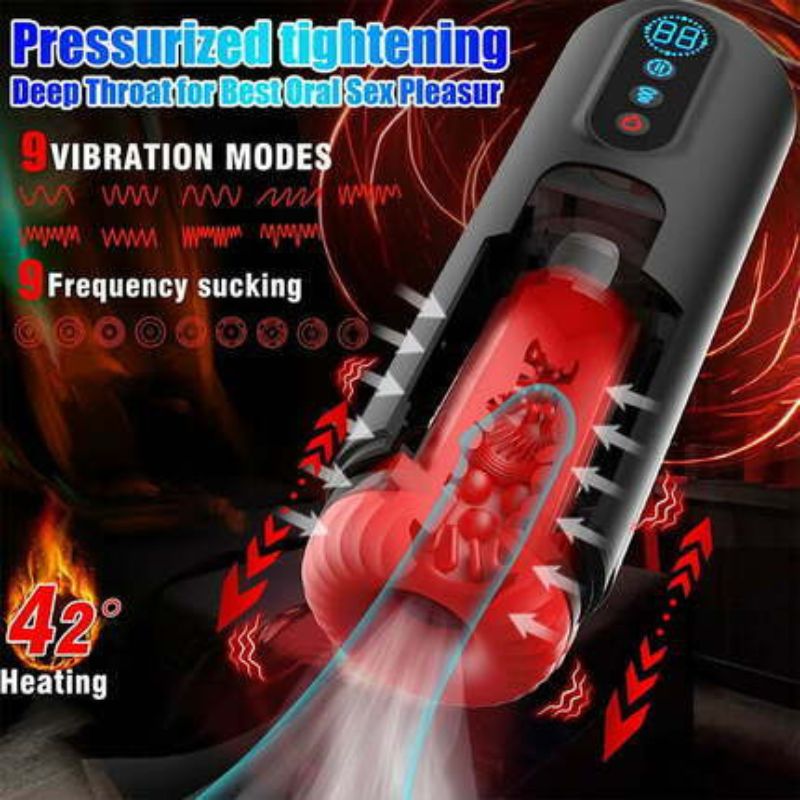 9 Telescopic Vibration Sucking Heated Aircraft Male Stroker Sweetstoy