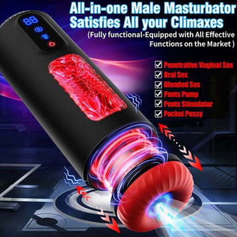 9 Telescopic Vibration Sucking Heated Aircraft Male Stroker Sweetstoy