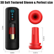 Heated male stroker size guide with removable red textured sleeve
