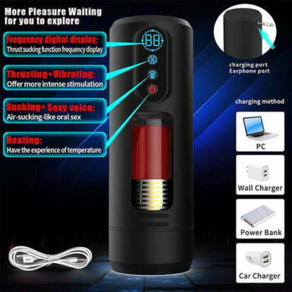 9 Telescopic Vibration Sucking Heated Aircraft Male Stroker Sweetstoy
