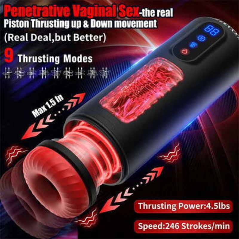 9 Telescopic Vibration Sucking Heated Aircraft Male Stroker Sweetstoy