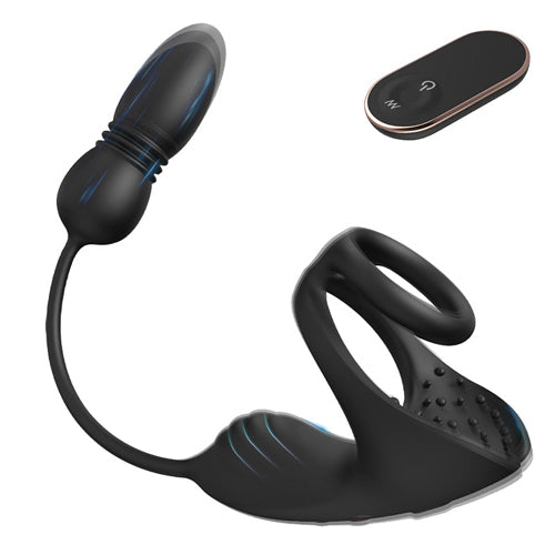 ST-PM-DT09 Thrusting & Vibrating Prostate Massager – Dual Ring Testicular Stimulator