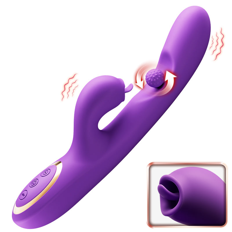 G-spot Vibrator  with 360° Rotation Rubbing Ball  7 Tongue Licking & Vibrating