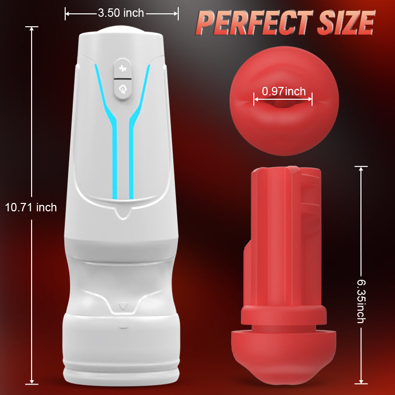 Soren Male Pleasure Stroker – Red Vibrating Suction Mouth