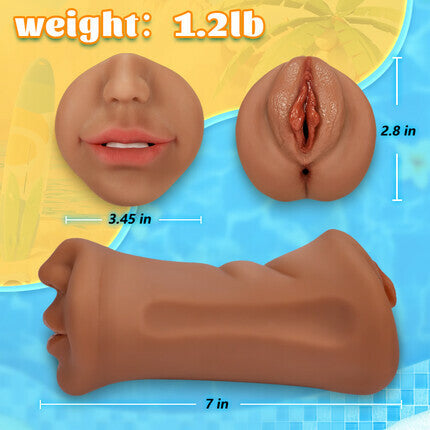 7.4Inch Three Channels  Lifelike Mouth Pussy Anus Pocket Pussy