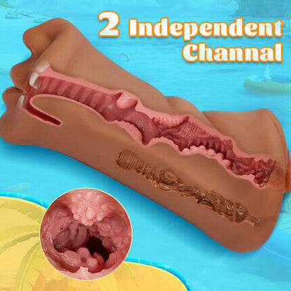 7.0 Inch Three Channels  Lifelike Mouth Pussy Anus Pocket Pussy