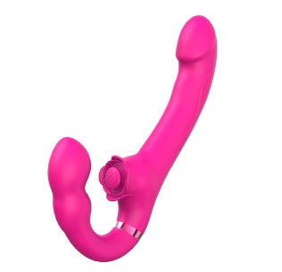 Loria for Couples 10 Tapping & Vibrating G-spot Clit Stimulator Strapless Double-ended Remote Control Dildo