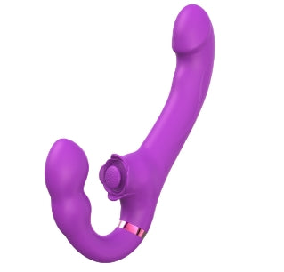 Loria for Couples 10 Tapping & Vibrating G-spot Clit Stimulator Strapless Double-ended Remote Control Dildo