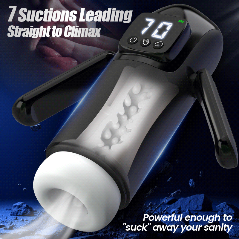 Phantom Male Masturbator – 7 Suctions, 7 Vibrations & Textured Channel with Dual Handles