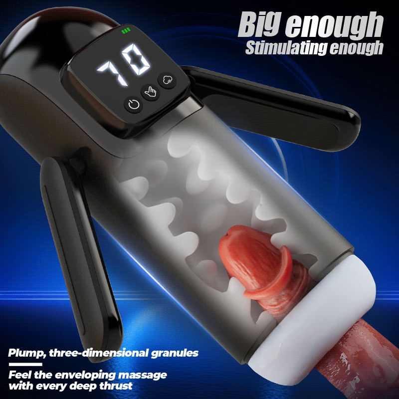 Phantom Male Masturbator – 7 Suctions, 7 Vibrations & Textured Channel with Dual Handles