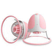 Pink nipple sucker with clear cup removed to show rotating brush head