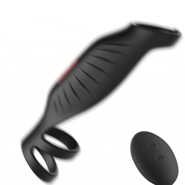 Dual-stimulation vibrating cock ring and sleeve with wireless remote