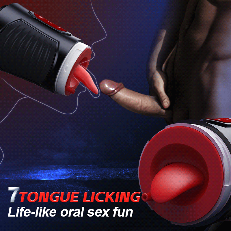 Penis Stroker 7 Tongue Licking & 4 Sucking Modes Lifelike Oral Fun