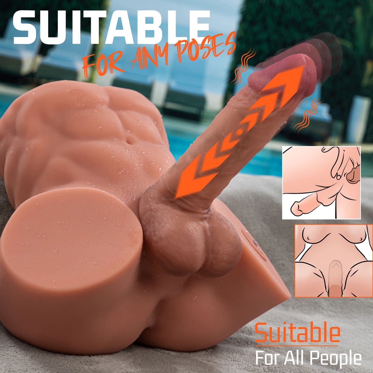 Electric Male Torso Doll – TPE Butt Model with 7.48" Dildo