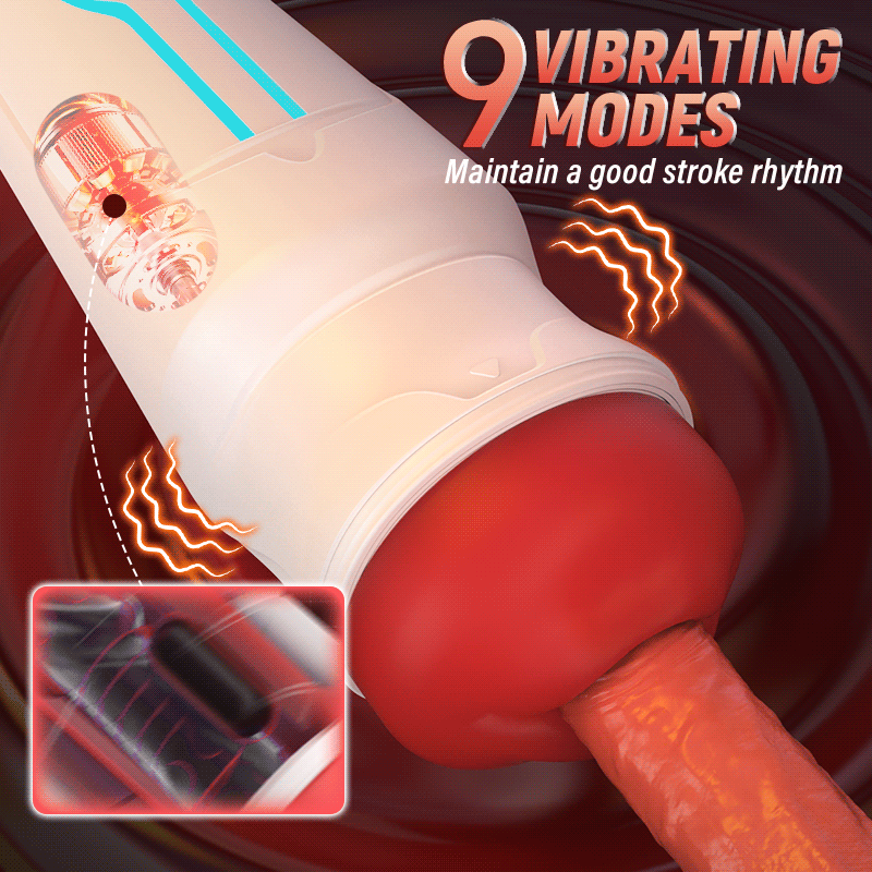 Soren Male Pleasure Stroker – Red Vibrating Suction Mouth
