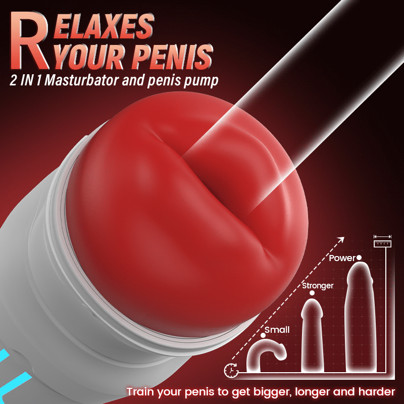 Soren Male Pleasure Stroker – Red Vibrating Suction Mouth