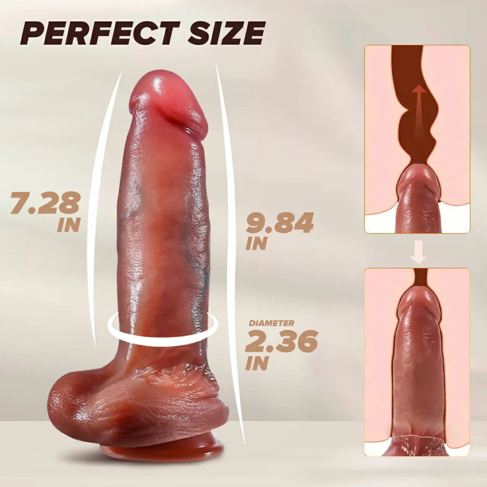 Heated Thrusting Vibrator - Remote Control Thick Realistic Dildo