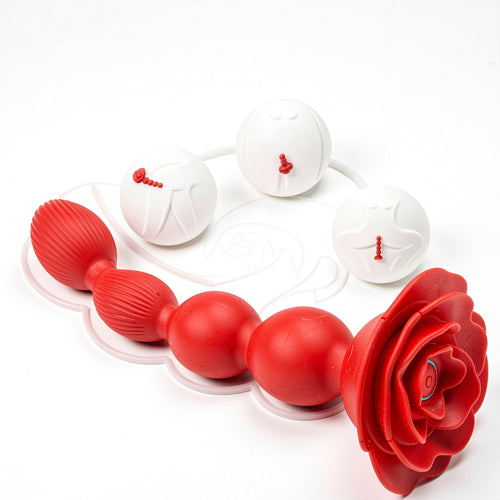 ST-AB-RT10 Rose Vibrating Anal Beads – Remote Control, 10 Thrusting & Twisting Modes