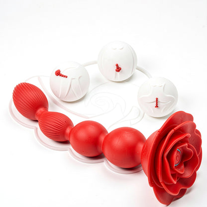ST-AB-RT10 Rose Vibrating Anal Beads – Remote Control, 10 Thrusting & Twisting Modes