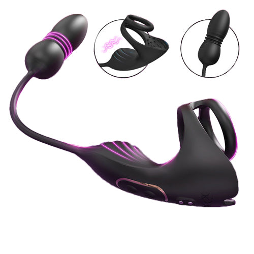ST-PM-DT09 Thrusting & Vibrating Prostate Massager – Dual Ring Testicular Stimulator
