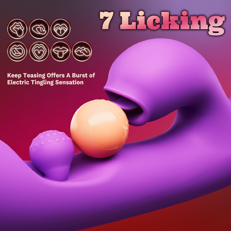 G-spot Vibrator  with 360° Rotation Rubbing Ball  7 Tongue Licking & Vibrating