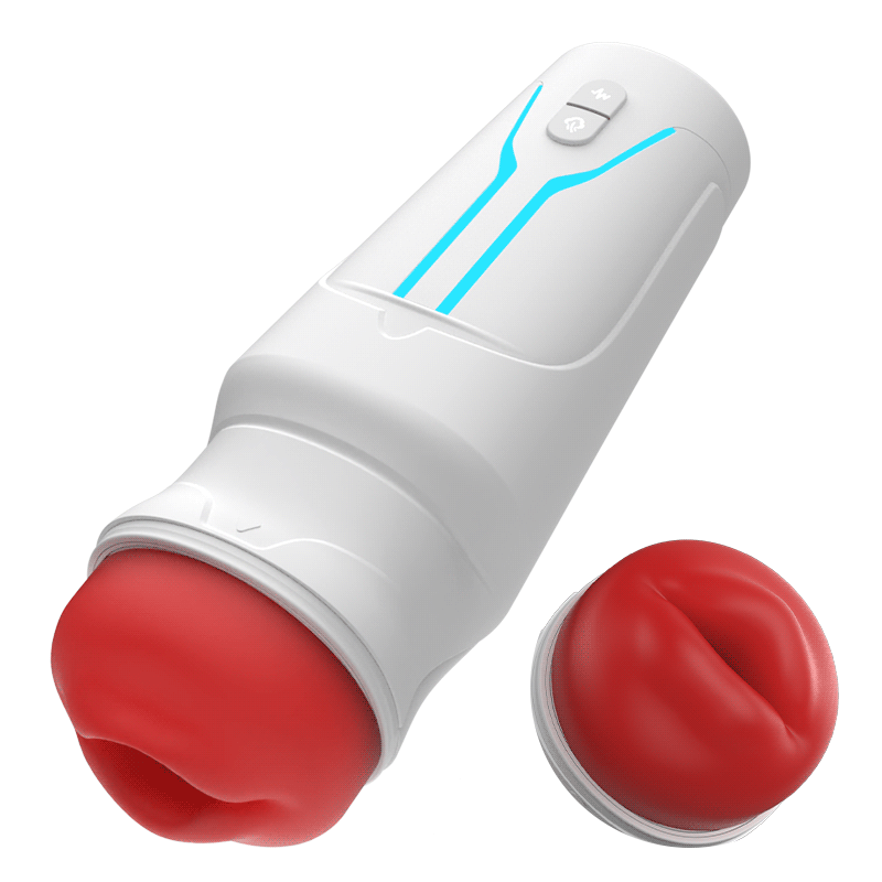 Soren Male Pleasure Stroker – Red Vibrating Suction Mouth