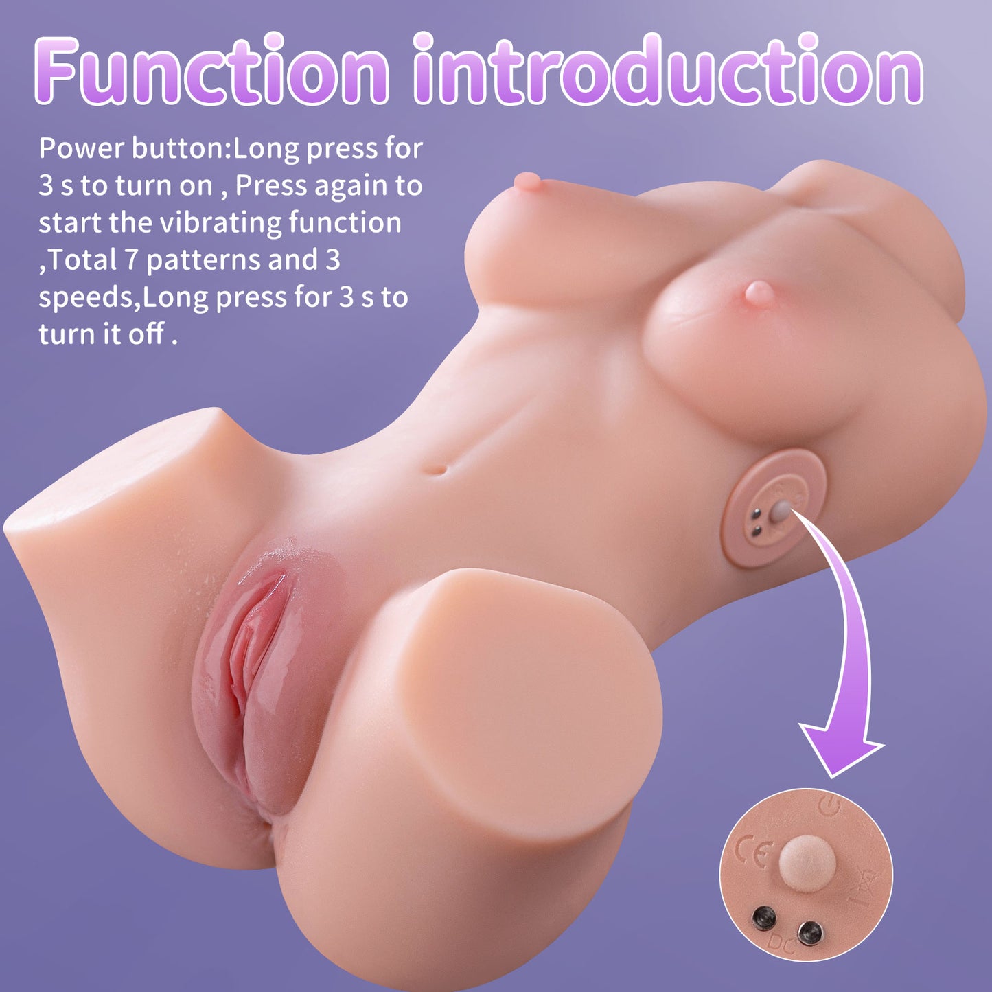 Aurora T1 Realistic Vibrating Torso with Dual Channels & Soft TPR Body
