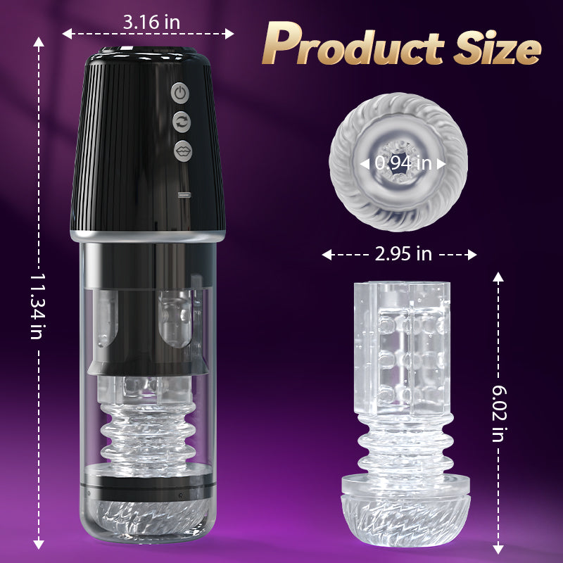 【New】Rotating & Sucking with Inflation & Twist Massage Fun Male Stroker