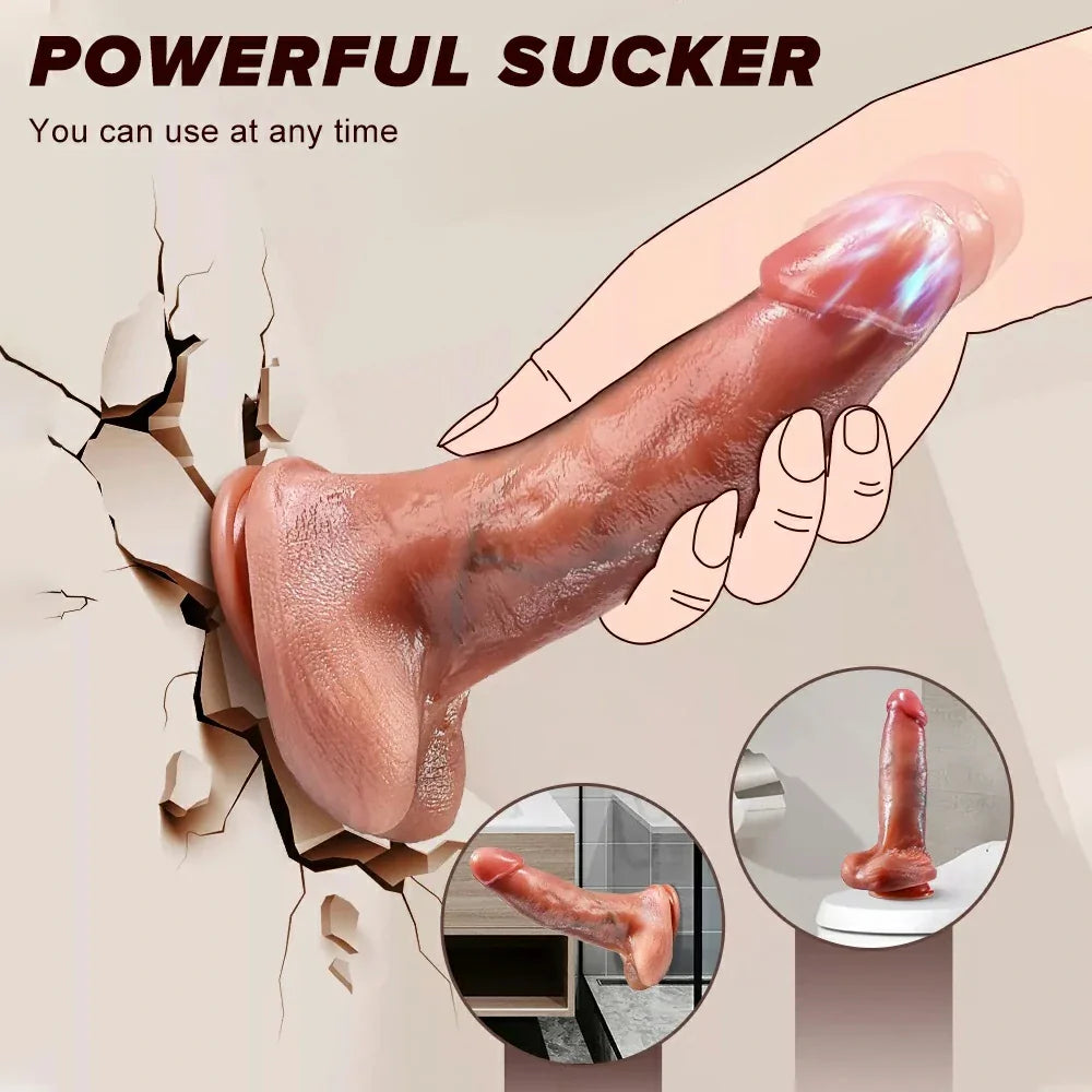 Heated Thrusting Vibrator - Remote Control Thick Realistic Dildo