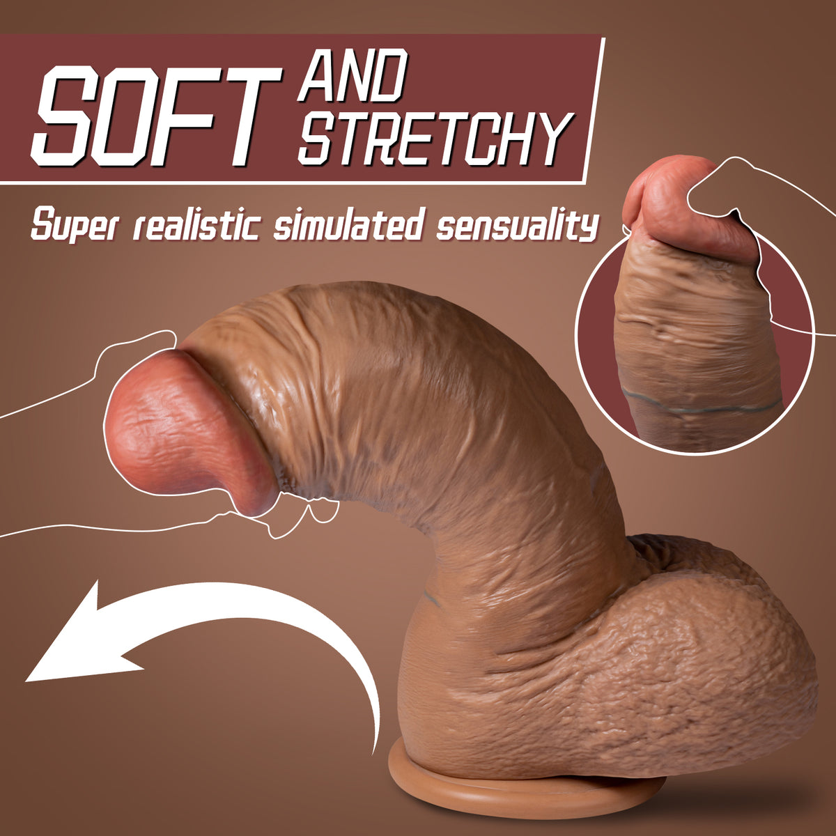 Nick oversized realistic dildo flexibility demonstration