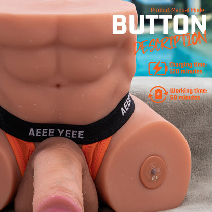Electric Male Torso Doll – TPE Butt Model with 7.48" Dildo
