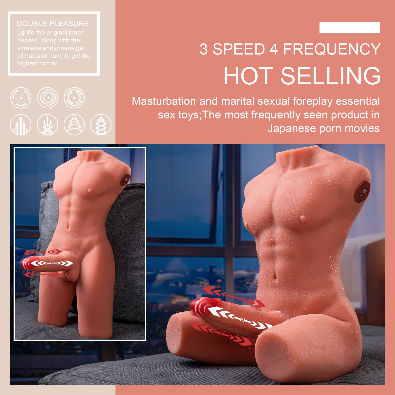 Jensen Pulse Wheat Skin – Realistic Male Pleasure Doll with Pulsating Function 17.63lb