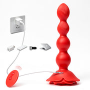 Magnetic USB charging cable connected near the rose-shaped external base