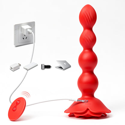 ST-AB-RT10 Rose Vibrating Anal Beads – Remote Control, 10 Thrusting & Twisting Modes