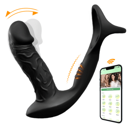 9 Wiggling & Vibrating App Control Anal Vibrator With Cock Ring Sweetstoy